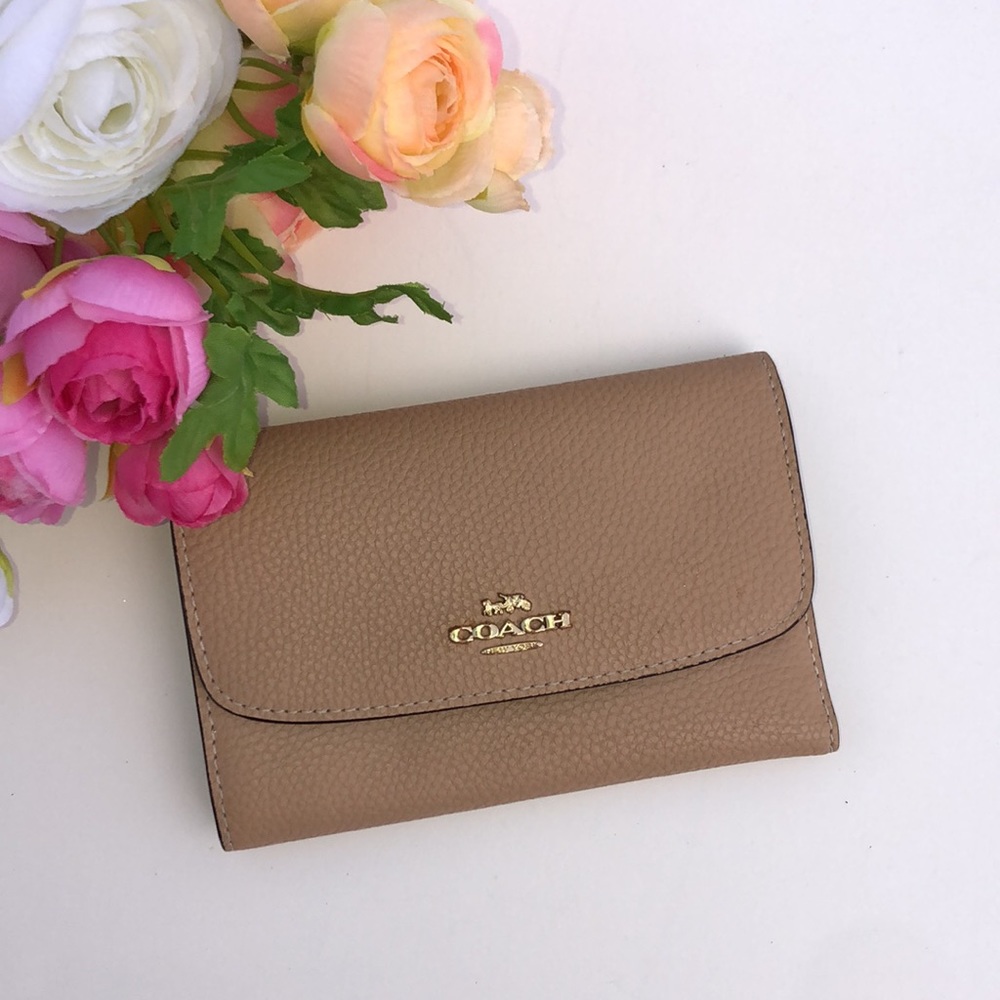 Coach Pale Pink Pebbled Leather Coach Wallet Soft Pink Coach Wallet Snap